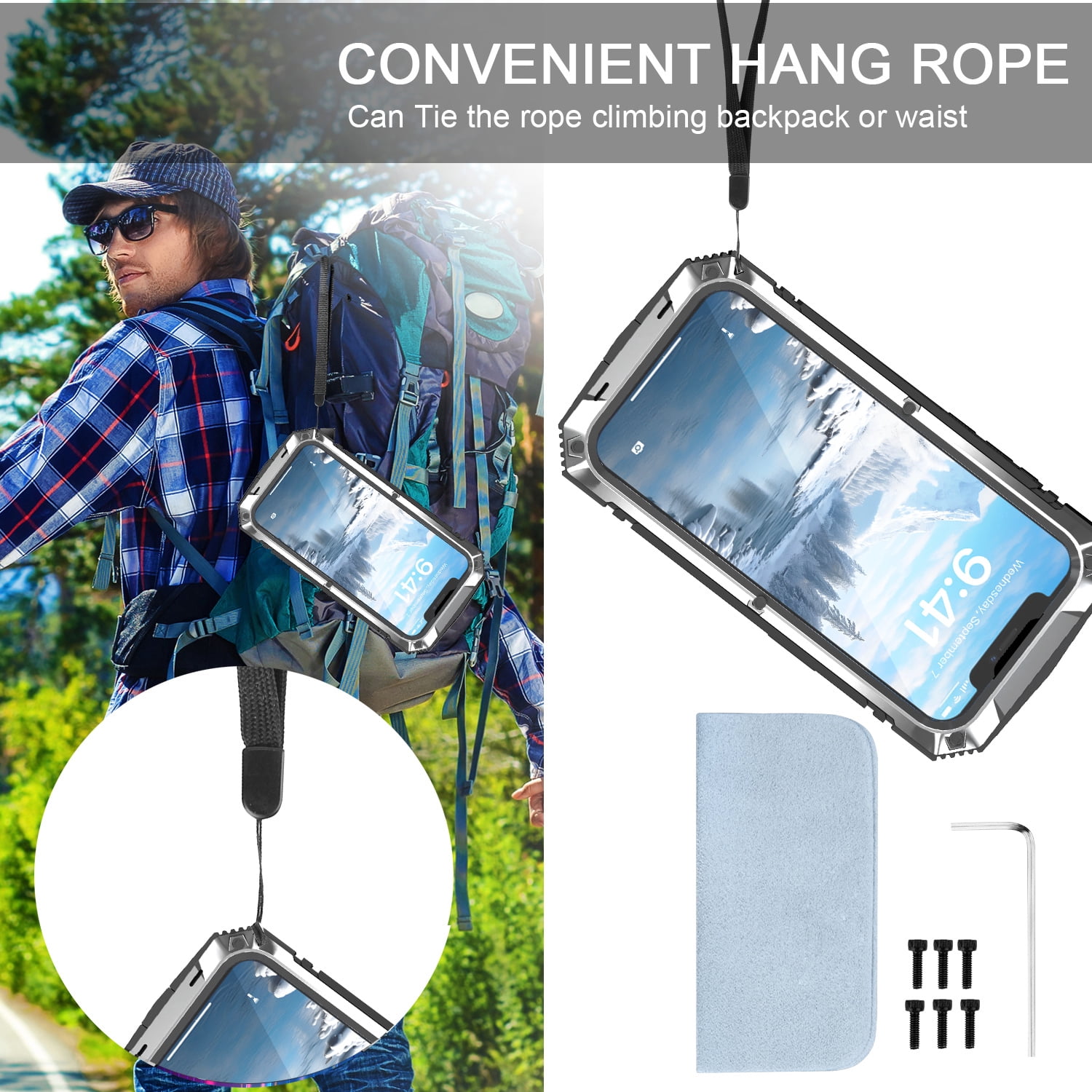 for iPhone 16e Armor Cover Case with Screen Protector, with Built-in 360° Rotate Ring Stand Heavy Duty Protection Cover Case for Apple iPhone 16e, Silver