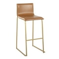 thumbnail image 2 of Mara Contemporary Barstool In Gold Steel And Camel Faux Leather - Set Of 2, 2 of 7