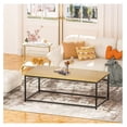 thumbnail image 2 of Modern Industrial Rectangular Coffee Table for Living Room, Bedroom - Rustic Accent Minimalistic Furniture with Wood Grain Top & Metal Frame - Center TV Table - Light Brown, 2 of 2