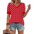 thumbnail image 5 of Levmjia Womens Tops Floral Printed Base T-Shirt Polyester Casual Solid Color Button Pullover Shirt Fashion Comfortable Daily Wear Spring Summer, 5 of 5