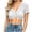 White, variant on Women's Crochet Lace Crop Top Short Sleeve Button Down Cropped Shirts Y2k V Neck Blouse Rave Tops Pink S