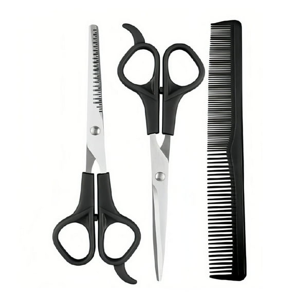 Hair Cutting Scissors Set 3pcs (Straight Thinning Comb) Stainless Steel Home Grooming