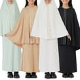 thumbnail image 4 of Mercatoo Muslim 2 Piece Set for Girls Hooded Hijab Appliqued Abaya Tube Skirt Ramadan Islami1 Outfits Kids Comfy Soft Eid Clothes, 4 of 7