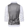 thumbnail image 4 of Fewfanhot Men's Solid Color V-Neck Button Front Sleeveless Blazer Vest, Slim Fit Pocketed Vest for Smart Casual Wear, 4 of 6