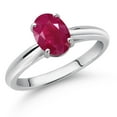 thumbnail image 2 of Gem Stone King 10K White Gold Red Ruby Solitaire Engagement Ring for Women (1.60 Cttw, Oval 8X6MM, Gemstone July Birthstone, Available in Size 5, 6, 7, 8, 9), 2 of 4
