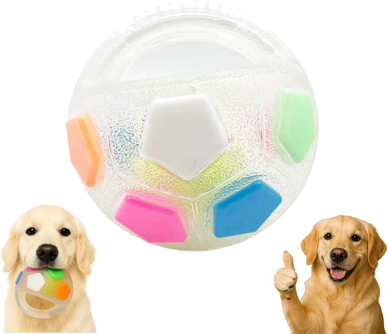 Dog Calming Ball with Handle, Interactive Chew Toy with Squeaking Sound for Anxiety Relief, Durable Rubber Fetch Toy