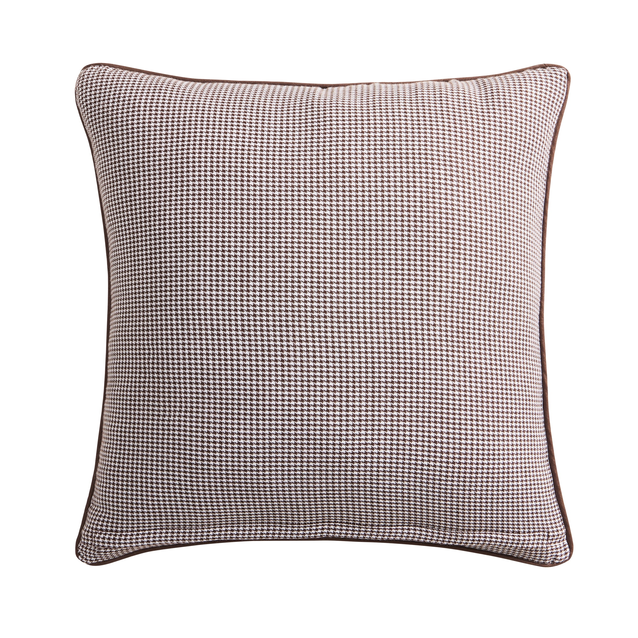 My Texas House 20" x 20" Brown Woven Micro Houndstooth Decorative Pillow Cover