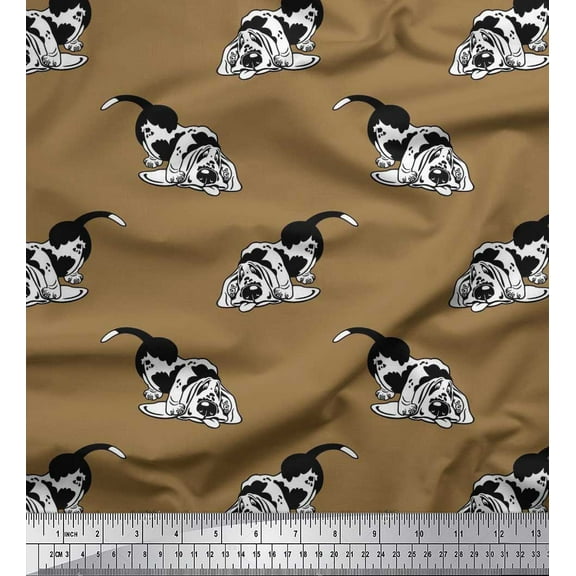 Soimoi Cotton Duck Fabric Basset Hound Dog Print Sewing Fabric Yard 42 Inch Wide