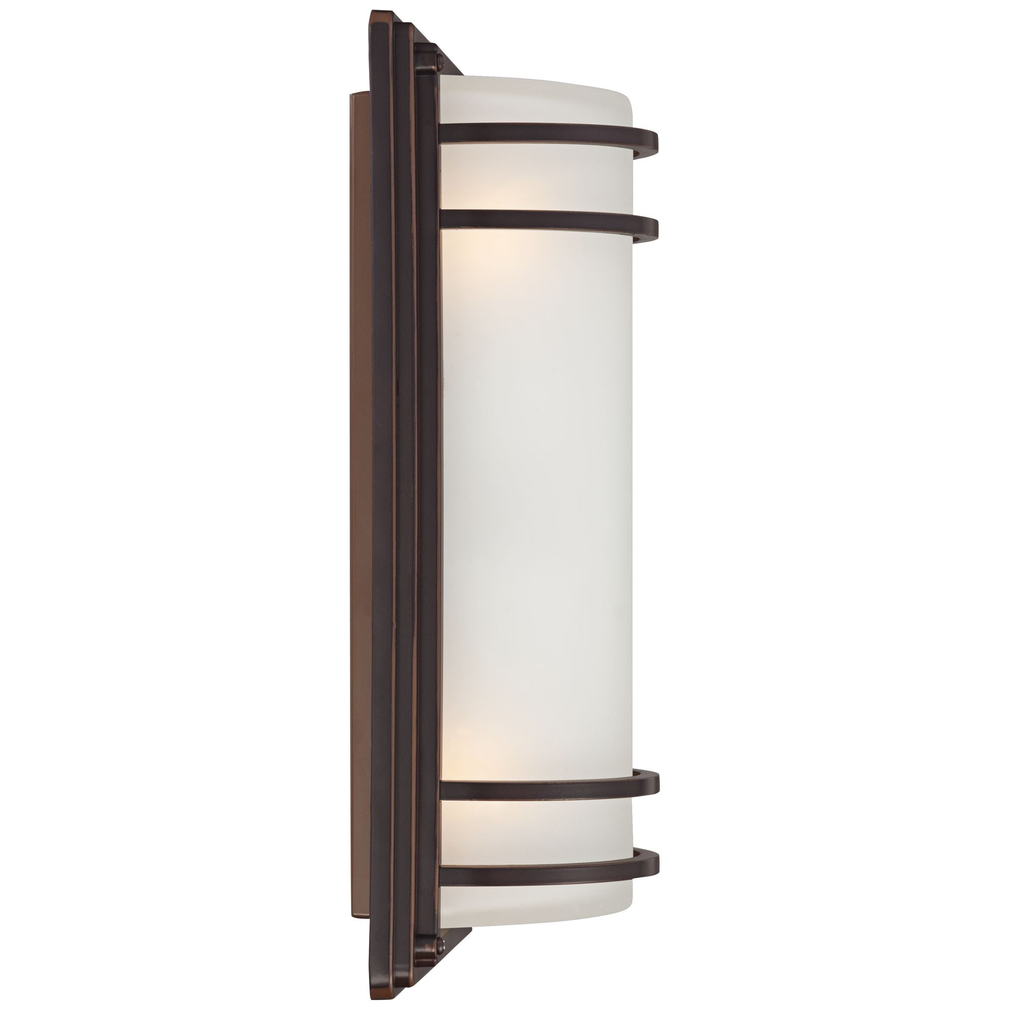 John Timberland Habitat Modern Industrial Outdoor Wall Light Fixtures Set of 2 Rubbed Bronze 16" Opal Glass for Post Exterior Barn Deck