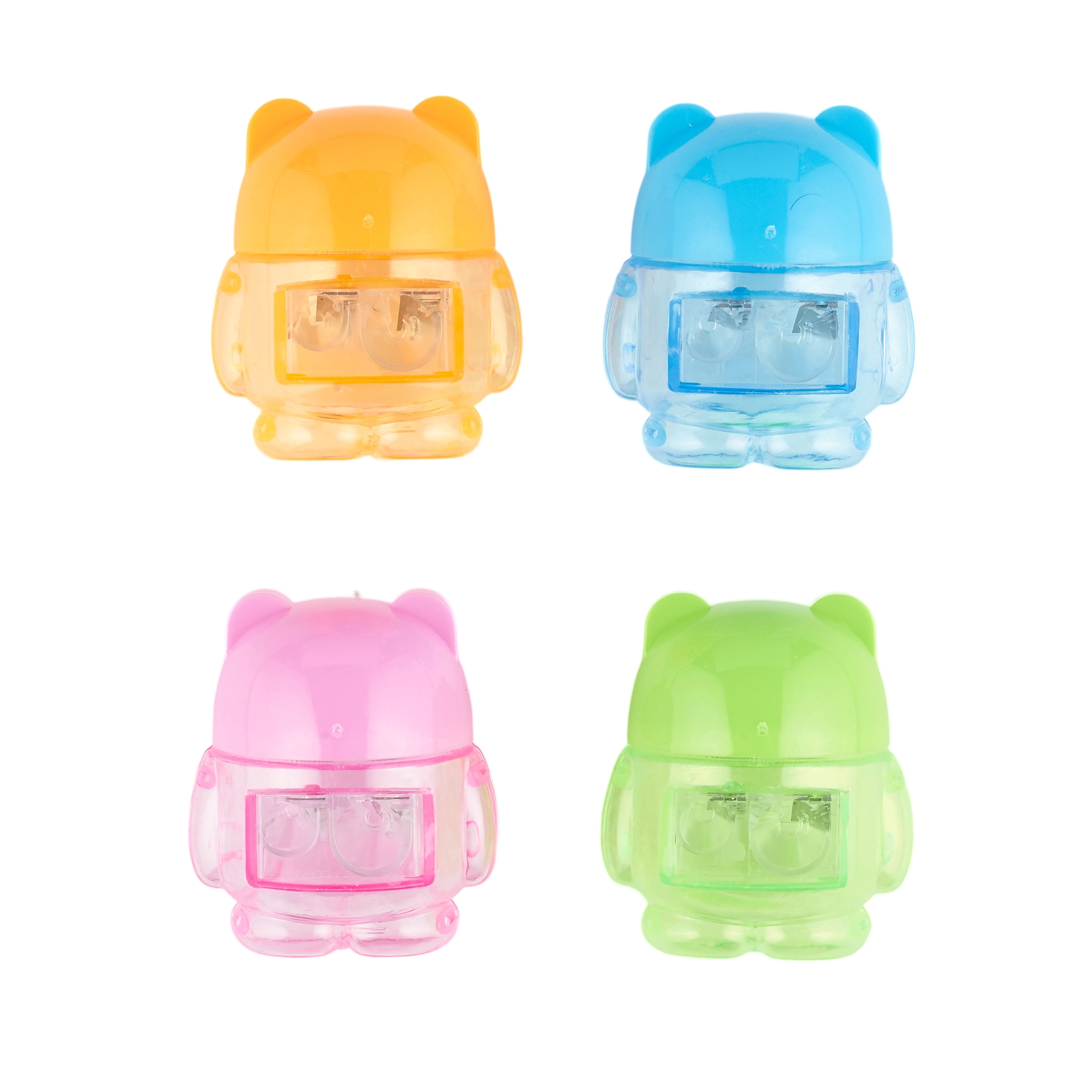 U Style Bear-Shaped Pencil Sharpeners, 4 Pack