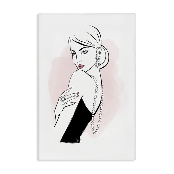Stupell Industries Contemporary Diamond Jewelry Girl Canvas Art, 16 x 24, by Martina Pavlova