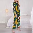 thumbnail image 3 of Fotbe Banana And Avocado Pattern Long Sleeve Pajama Set for Women,Sleepwear Set,2-piece Loungewear Set,Soft PJs Comfy Nightwear with Pockets -Small, 3 of 7