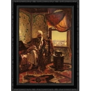 Smoking The Hookah 18x24 Black Ornate Wood Framed Canvas Art by Ernst, Rudolf