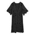 thumbnail image 4 of Ediodpoh Women's Solid Color Lace Coat Long Sleeve Sunscreen Cardigan Sheer Long Cardigan Sweaters for Women Black, 4 of 8