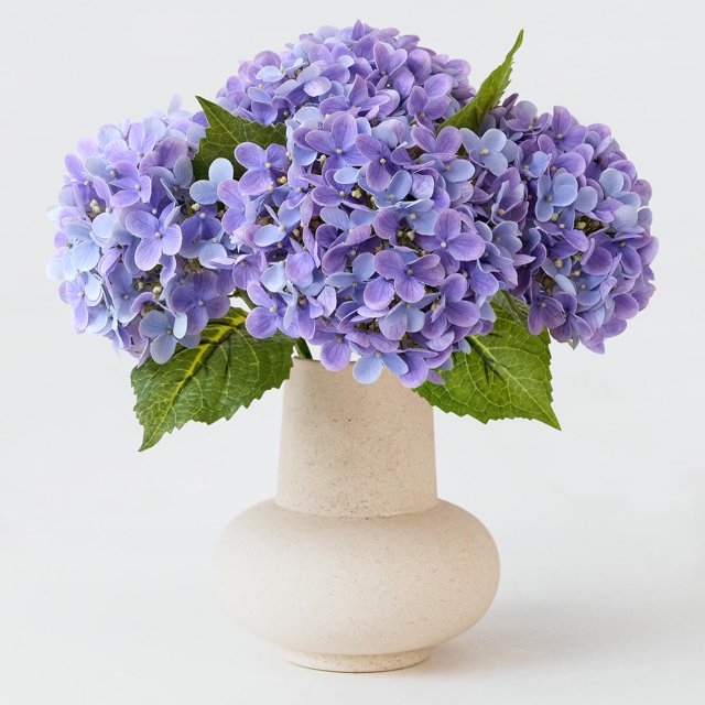 Hortensia ZYTUYO con flores artificiales, color morado brillante, 4 unidades, con tallo de 50 cm