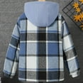 thumbnail image 3 of Atogsazn Kids Girls Plaid Jacket Children Fleece Lined Long Sleeve Hooded Coat Sherpa Winter Tops Clothing with Pocket 01-Blue 8-9Years Fashion, 3 of 5
