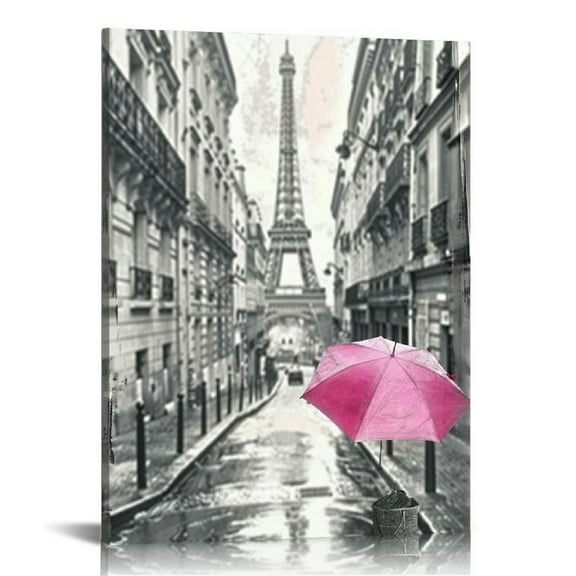 Shiartex Paris Eiffel Tower Decor for Bedroom for Girls Pink Paris Theme Room Decor Wall Art Canvas Black and White Art Eiffel Tower Pictures DecorationsTower Eiffel Tower Painting 16x20 in/12x16 in