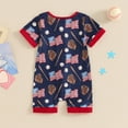 thumbnail image 4 of Ruyang 4th of July Unisex Baby Clothes Baseball Print Zip Up Romper USA Flag Jumpsuit Shorts Independence Day Bodysuit, 4 of 5