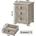 thumbnail image 2 of 18" Farmhouse Night Stand with 3 Drawers, Wood End Table Dresser for Bedroom, Retro Oak Nightstand, Bed Side Table with Metal Handle, Bedside Cabinet for Bedroom Living Room, Closet, 2 of 9