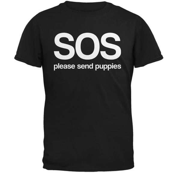 SOS Please Send Puppies Mens T Shirt Black X-LG