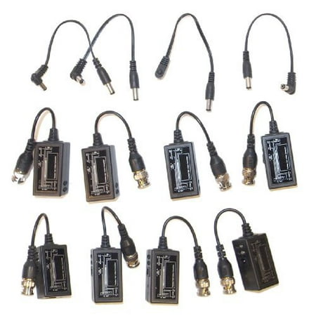 Balun Sender - 4 pairs (8 pcs) bnc to rj45 video balun cctv ptz camera with power connector