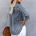 thumbnail image 4 of SROBPTY Blouses for Women, Plus Size Casual Button-Down Shirts V Neck Roll Up Cuffed Long Sleeve Striped with Pockets, Summer Fall Womens Tunic Tops Blouses Tees Shirts, 4 of 9