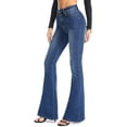 thumbnail image 3 of Jeans acampanados elásticos con curvas de forma completa para mujer Blue Bootcut Jeans 8, 3 of 5