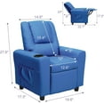 thumbnail image 3 of GNMLP Children Recliner Chair with Cup Holder＆Side Pocket,Toddler Recliner Chair with Adjustable Footrest -Navy Blue, 3 of 6