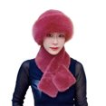thumbnail image 2 of 2 Pcs/Set Men Winter Mongolian Hat Neck Warmer Thick Stretchy Solid Color Ear Keep Warm Daily Wear Dome Cap Outdoor Skiing Skating Headwear, 2 of 7