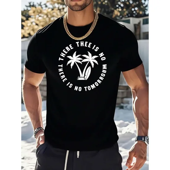 Men's Heavyweight 100% Cotton T-Shirt - Funny Tropical Palm Tree Graphic Tee with Saying, Relaxed Fit Crew Neck Casual Shirt for Beach Vacation, Casual Attire - Machine