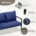 thumbnail image 5 of EAGLE PEAK Sunset Dune Indoor/Outdoor Patio Loveseat Couch, Modern Metal Framed Loveseat with Rattan Wicker with Blue Cushions, 5 of 10