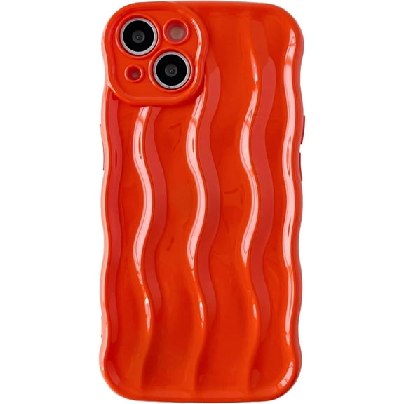 for iPhone 15 Pro Case,Water Ripple Pattern Curly Wave Frame Soft Compatible with iPhone Case (LRed,iPhone 15 Pro)
