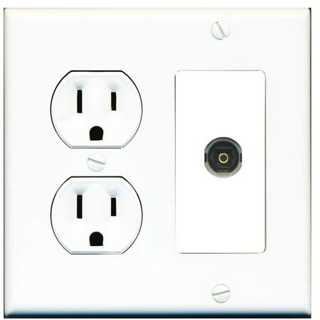 Ultra Spec Cables 1 Port Toslink-Optical Digital Audio Wall Plate w/Round Power Outlet
