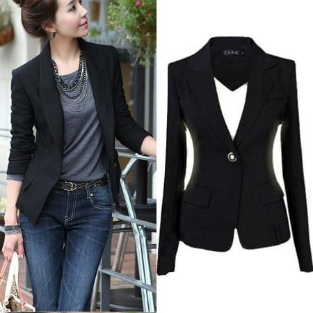 Buttoned Blazer - Fashion Women's One Button Slim Casual Business Blazer Suit Jacket Coat Outwear