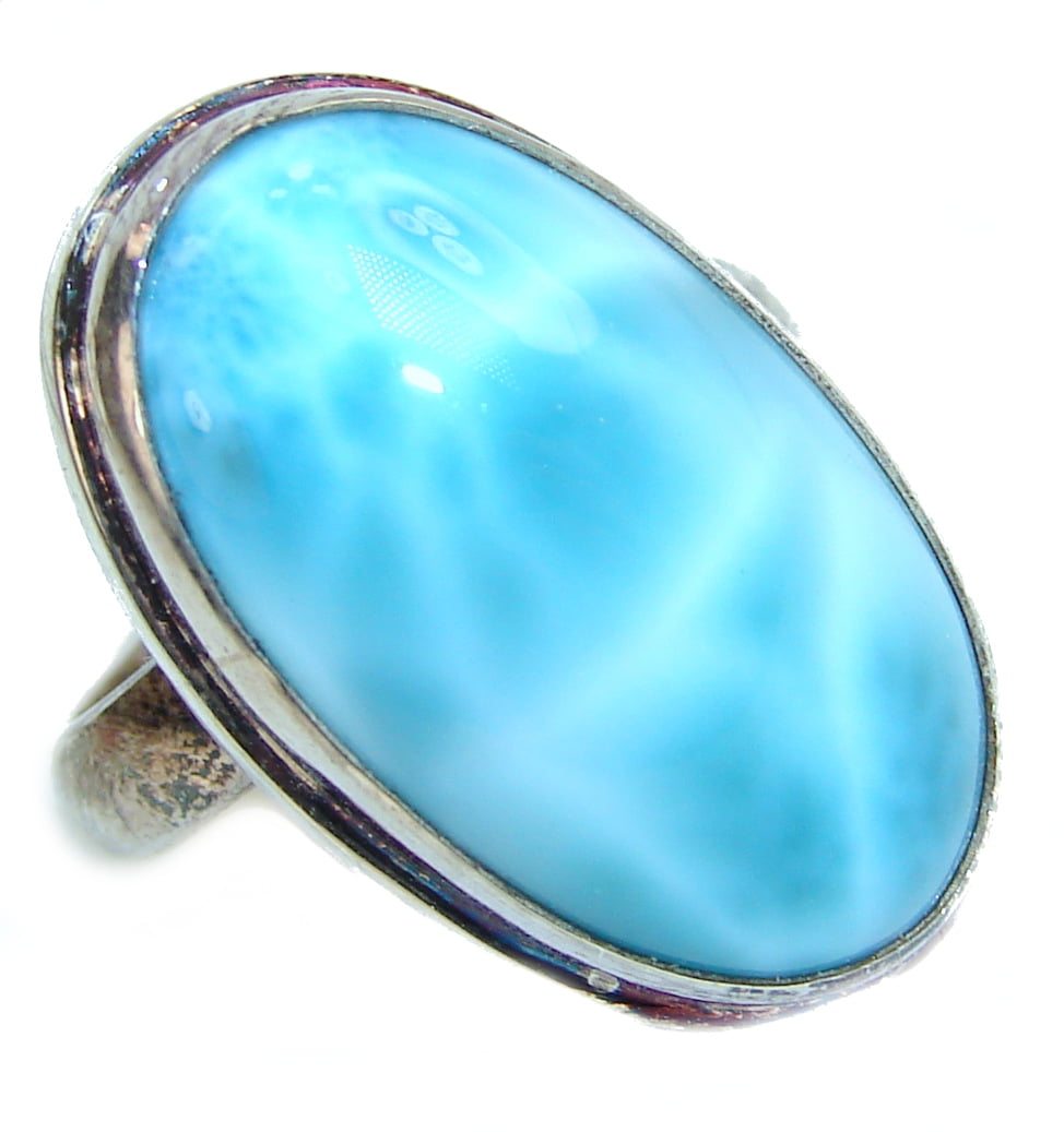 SilverRush Style Larimar Women 925 Sterling Silver Ring Size 8 FREE GIFT BOX