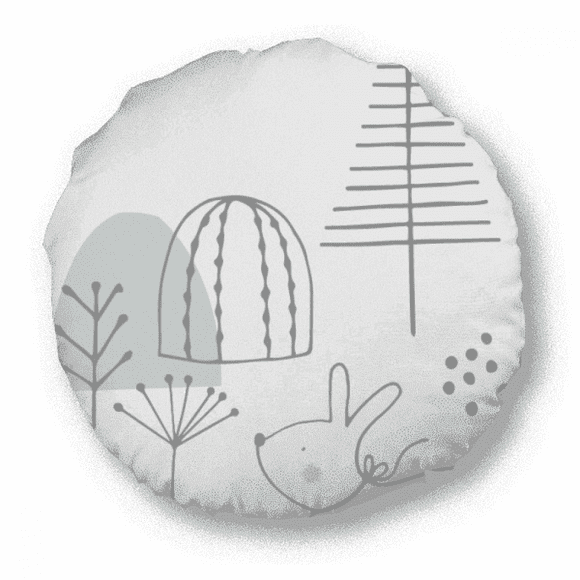 Cartoon Puppy Tree Hill Line Pattern Round Throw Pillow Home Decoration Cushion