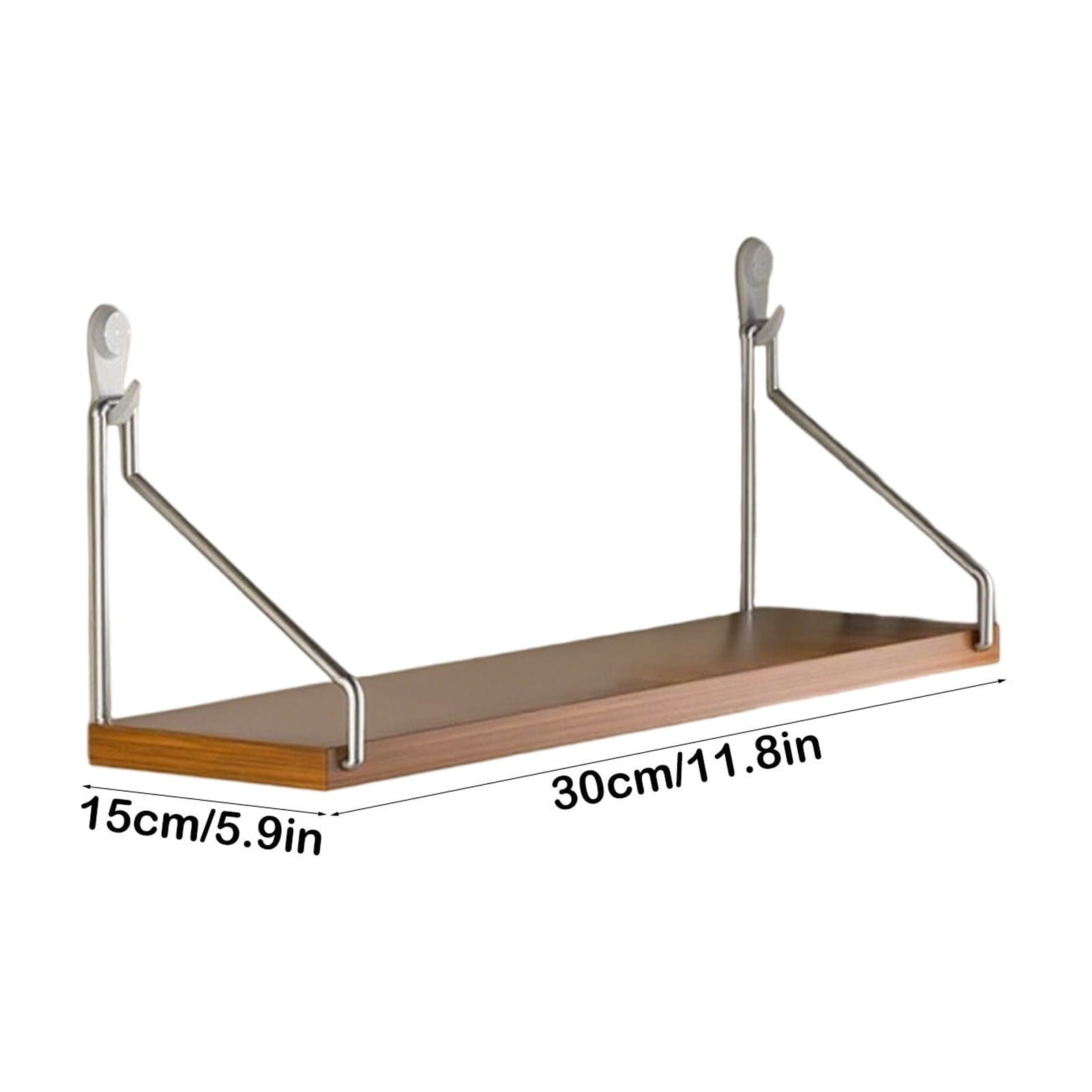 Oggfader No-Drill Wall Shelf 11.8x5.9in Heavy Duty Wood Floating Shelf 30lb Capacity Adhesive Mount for Router Projector Bedside Bookshelf Living Room Brown