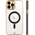 thumbnail image 5 of for iPhone 14 Pro Max Case Plating Magnetic Crystal [ Support for Magsafe ] Luxury Case Camera Protector Shockproof Protective Anti-Skid Edge Cover Screen Protector Cover Phone Case -Black, 5 of 11