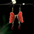 thumbnail image 3 of K-KED Butterfly Earrings Drop Charm Vintage Women Delicate Jewelry Natural Glaz-Red, 3 of 7