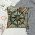thumbnail image 2 of Qinduosi Throw Pillow Covers Linen Vintage Map with Compass Decorative Pillowcase for Home Sofa Bedding Couch Pillow Covers Inches (Compass Map) White, 2 of 5