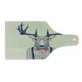 thumbnail image 1 of Hipster Cutting Board, Humorous Portrait of Deer with Jazz Polka Dotted Bow and Shirt, Decorative Tempered Glass Cutting and Serving Board, in 3 Sizes, by Ambesonne, 1 of 2