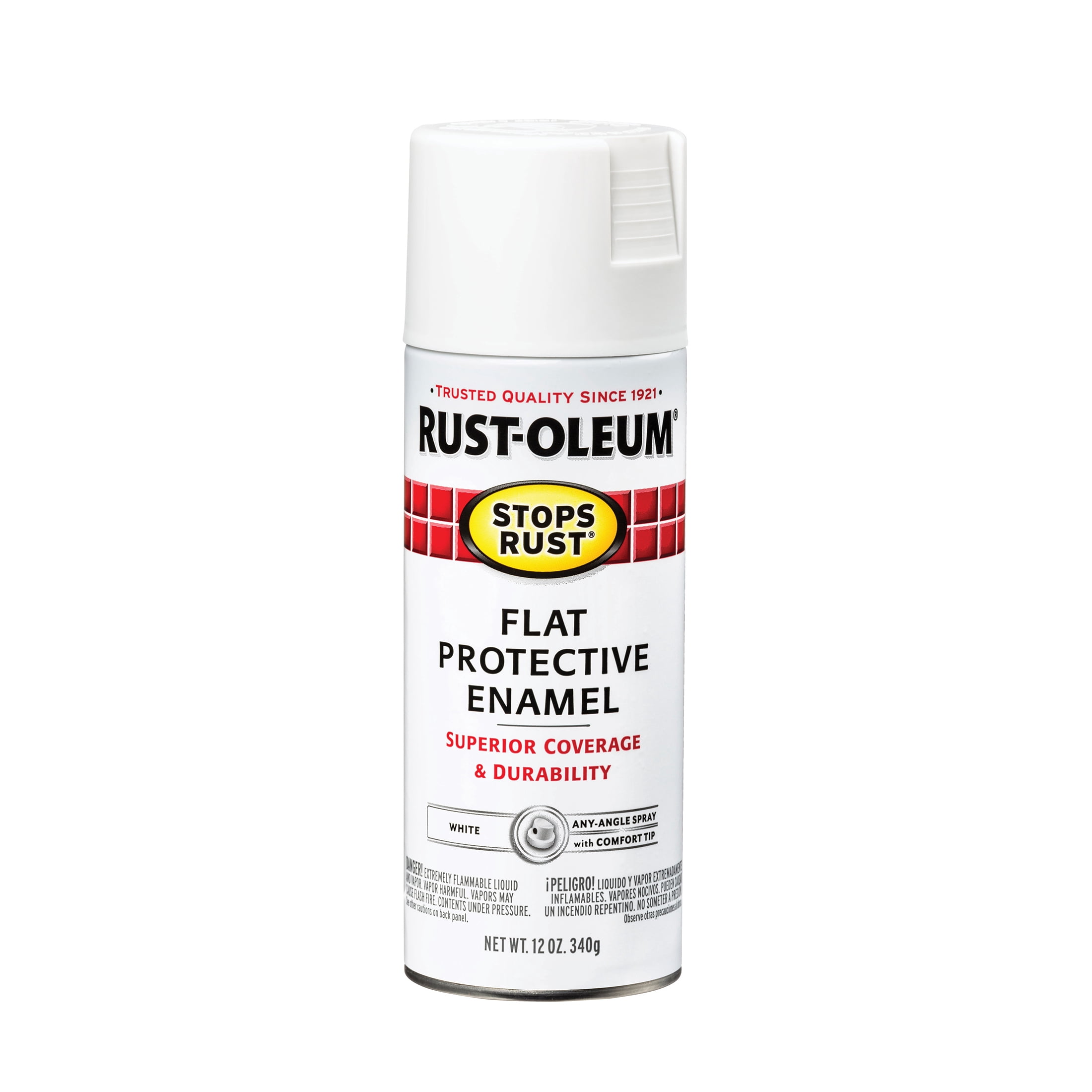 White, Rust-Oleum Stops Rust Flat Protective Enamel Spray Paint, 12 oz, 6 Pack