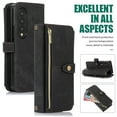 thumbnail image 2 of Dteck for Samsung Galaxy Z Fold3 Crossbody Wallet Case with Card Holder Zipper Pocket Lanyard Shoulder Strap, PU Leather Shockproof Protective Flip Cover for Galaxy Z Fold3 5G,Black, 2 of 9