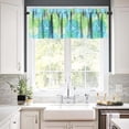 thumbnail image 4 of Blue Yellow Floral Valance Curtain Boho Dahlia Chrisanthemum Flowers Pattern Rod Pocket Valance Window Treatments Short Curtains for Kitchen Bathroom Farmhouse 54x18inch, 4 of 6
