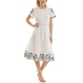 thumbnail image 3 of Nanette Lepore Split Neck Cotton Midi Dress With Embroidery, 3 of 6