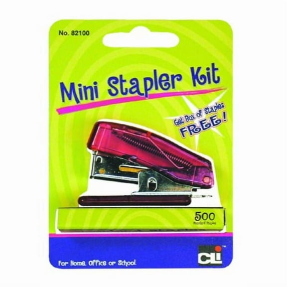 charles leonard mini stapler kit with 500 staples, assorted colors (82100)