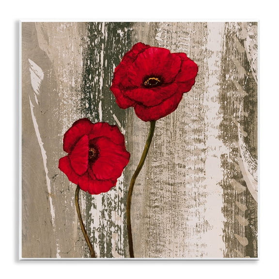Stupell Industries Rustic Red Anemones Plants & Flowers Painting Unframed Art Print Wall Art, 12 x 12