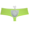 thumbnail image 3 of Botmois Men's Solid Nylon Brazilian Bikini Boxers Thong Swimwear Drawstring Swimsuit Shiny Cheeky Swim Boxer Briefs Swim Trunks Apple Green XL, 3 of 4