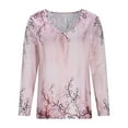 thumbnail image 4 of HongQid Womens Long Sleeve Tunic Tops Casual Graphic V Neck Shirts Basic Tees Business Work Blouses Summer Fall Clothes, 4 of 6