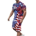 thumbnail image 2 of LEBONYARD Men's & Big Men's Crewneck Tee with Short Sleeves,Men's 3D Unlimited Independent Day Printing Set with Round Neck Short Sleeve T-shirt Elastic Waist Shorts Casual Two Piece Set Blue XXXL, 2 of 5